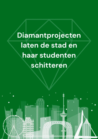 A poster saying "Diamond projects let the city and its students shine!"
