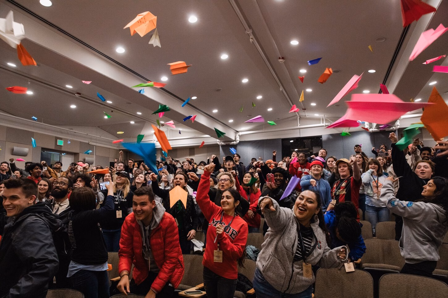 Students throwing their caps