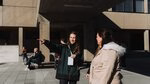 Ambassador shows prospective student the way on campus during the Bachelor Open Day.