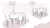 Two sets of tables with four chairs each and both of them are on their own island with a palm tree. 