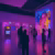 Shadows of people in an artistic exhibition room 