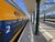 Trein stopt bij een perron op een Nederlands station.