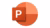 Orange gradient PowerPoint logo with white letter P