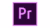 Adobe Premiere Pro logo graphic with purple "Pr" on dark square background.