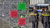 Satellite map with green and red squares beside two Dutch police officers at a bus stop
