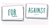 A stack of cards on the left labeled “For” and a stack on the right labeled “Against”. 