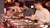 Students at the food table