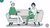 Two people on a sofa, one gesturing and the other holding a coffee mug, green-gray illustration