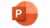 Orange gradient PowerPoint logo with white letter P