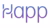 Stylized “happ” logo in purple gradient lettering
